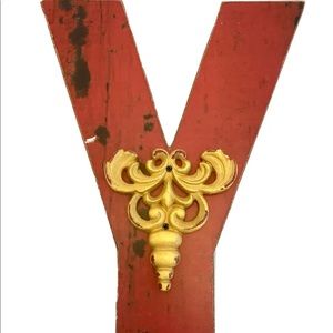 Make Market Alphabet Soup Decor Letter Y Cottage Style Red Vintage Looking